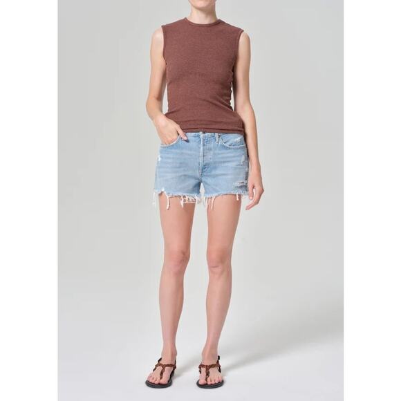 AGOLDE Parker High Rise Denim Shorts Size 28 Distressed Cutoff – Made in Turkey - Picture 1 of 6